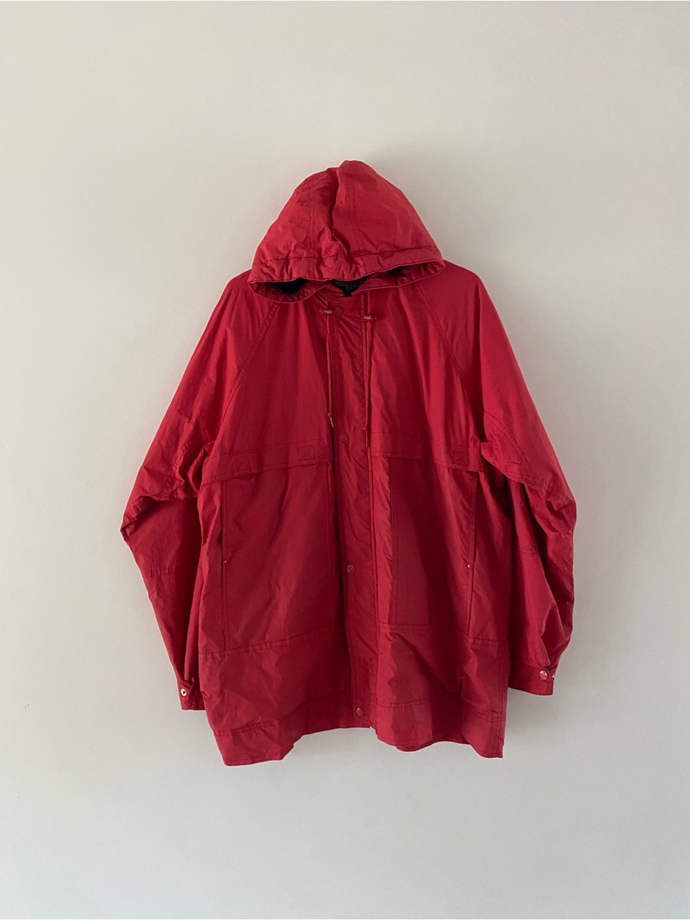 Vintage Women’s Red With Lined Inside Hooded Rain Jacket